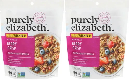 Vista 7 de Purely Elizabeth, Berry Crisp, granola de grano antiguo con vitamina D, sin gluten (bolsa de 8 onzas)