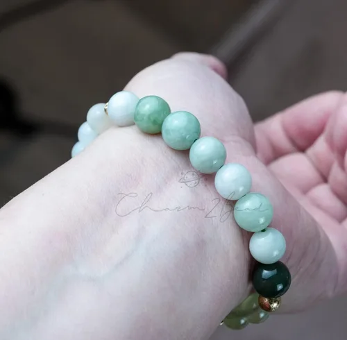 Vista 180 de Precious Gemstone Natural Crystal Healing Bracelet, Rutilated Quartz, Moonstone, Quartz Handmade Original Design Bracelet
