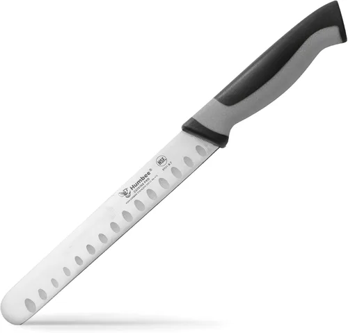 Vista 27 de Cuchillo de chef de 8 pulgadas con borde Granton para rebanar jamón y carne de pavo Certificado NSF Hoja de acero inoxidable alemán Mango
