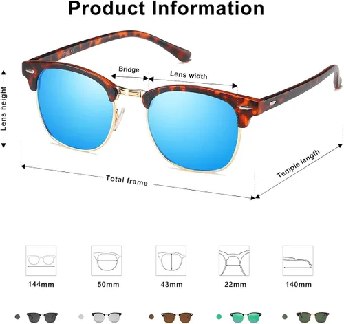 Vista 4 de SOJOS Retro Semi Rimless Polarized Sunglasses Horn Rimmed UV400 Glasses SJ5018