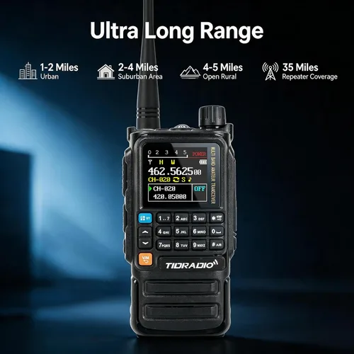 Vista 6 de TIDRADIO TD-H3 Plus GMRS - Radio de mano, programación de aplicaciones, walkie talkie de largo alcance con auricular, batería de 2500 mAh