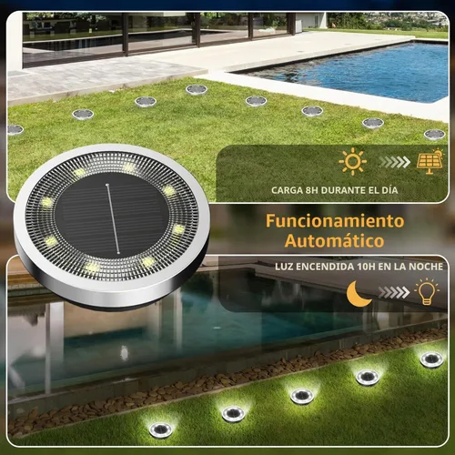 Vista 3 de INCX Luces solares de tierra, paquete de 10 luces solares impermeables para exteriores, luces solares de jardín, iluminación de paisaje para patio