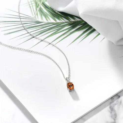 Vista 8 de Gem Stone King Collar de plata de ley 925 con piedra natal ovalada de 0.354 x 0.276 in Collar con colgante solitario para mujer Con cadena