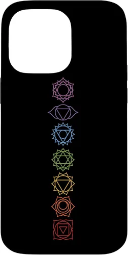 Vista 21 de Funda para iPhone 13 Pro Max, regalo espiritual Zen Rainbow Chakras alineados para amantes del yoga