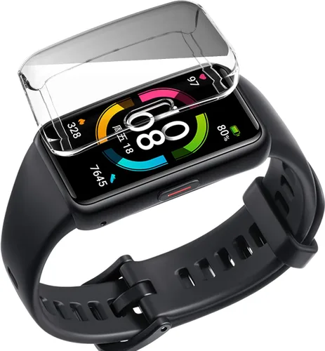 Vista 7 de Funda protectora de pantalla compatible con Huawei Honor Band 6, ultrafina y suave, chapada en poliuretano termoplástico, carcasa completa