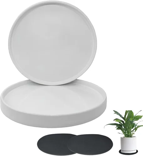 Vista 8 de Yukfona - 4 bandejas de cerámica para macetas, bandejas de 4 5 6 7 8 9 10 11 12 13 pulgadas para interior y exterior, resistente, duradera, base