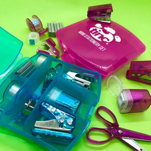 Vista 9 de Tinc Mini Stationery Set – Blue Tape Dispenser, Scissors, Stapler, Staple Remover, Hole Punch, Sharpener. Great for School