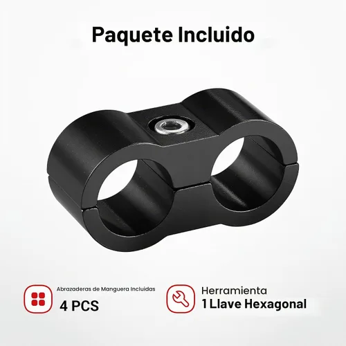 Vista 6 de EVIL ENERGY 4AN Abrazadera Separadora de Manguera, Abrazadera de Montaje de Línea de Combustible AN4 de Aluminio Negro 4PCS