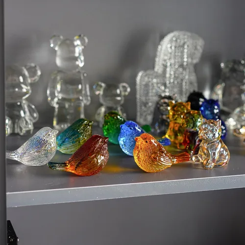 Vista 4 de HDCRYSTALGIFTS 4 figuras coloridas de pájaros de cristal, figuras coleccionables de animales de 3 pulgadas, regalos para mujeres, amantes