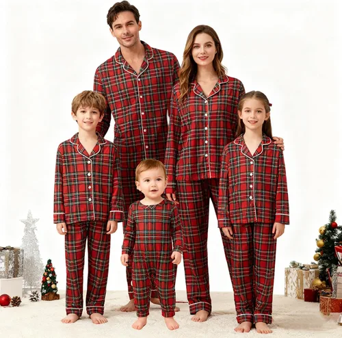 Vista 2 de WephuPSho Conjuntos de pijamas familiares de Navidad, a juego, para bebés, adultos y niños, ropa de dormir navideña