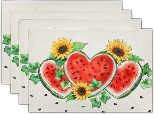 Vista 19 de Juego de 4 manteles individuales de otoño para mesa de comedor, hojas de calabazas de otoño, cosecha de Acción de Gracias, tela lavable