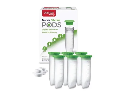 Vista 6 de Playtex Baby Nurser - Cápsulas de silicona reutilizables, 4 onzas (6 unidades), anticólicos, reducción de gases, se conecta al extractor de leche