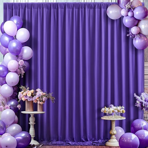 Vista 17 de Cortinas de fondo azul bebé de 8 x 10 pies para bodas, cortinas de fondo de poliéster sin arrugas, para baby shower, fiestas de cumpleaños