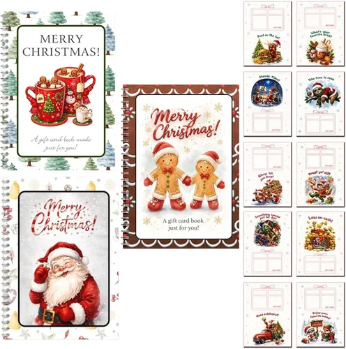 Vista 14 de Christmas Gift Card Book Spiral Bound Holder, 10 Pages，3PCS-A