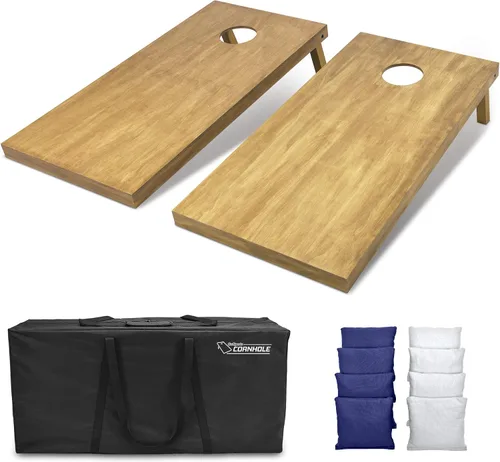 Vista 16 de GoSports 4 ft x 2 ft Regulation Size Wooden Cornhole Boards Set with Light Brown Finish - Includes Carrying Case and Bean Bags Negro- gris