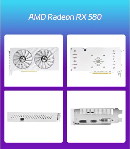 Vista 2 de SOYO AMD Radeon RX580 - Tarjeta gráfica para juegos con 8 GB y 256 bits Blanco