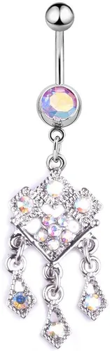 Vista 4 de 5 anillos de ombligo de acero inoxidable 14G para mujer, diseño de tortuga, elefante, circonita cúbica, anillos para el ombligo, joyería