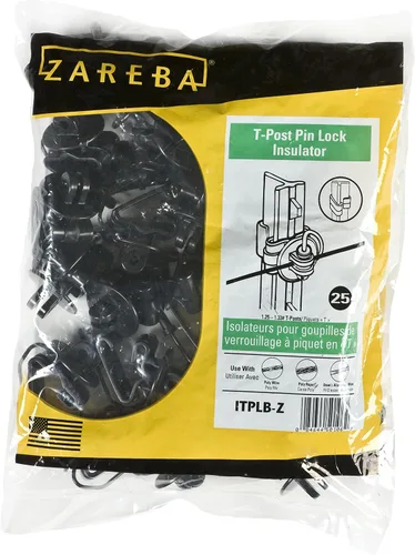 Vista 2 de Zareba ITPLB-Z Pin-lock T-Post Aislador, 25 por bolsa, Negro