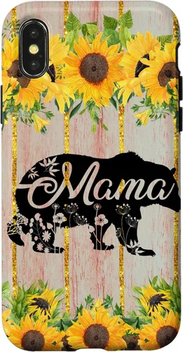Vista 5 de Mama Bear Rustic Woodgrain Sunflower Farmhouse Country Mama Case for iPhone 17