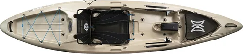 Vista 7 de Perception Pescador Pro 12 Kayak de pesca sentado en la parte superior con asiento ajustable para silla de césped Gran almacenamiento delantero