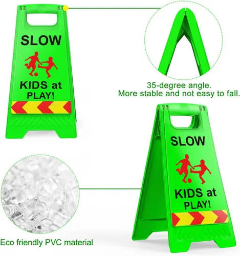 Vista 5 de Paquete de 2 señales de seguridad para niños en juego para la calle, señales de seguridad para niños en juego con cinta reflectante de 44.5 cm
