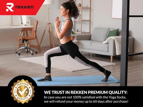Vista 6 de REKKEN Yoga Socks With Grips For Women - Breathable Design Pilates Grip Socks For Women - Stylish Barre Socks - Grippy Socks