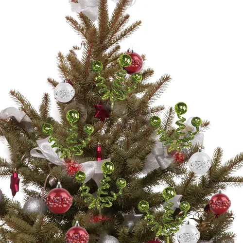 Vista 8 de Juego de 6 adornos de Navidad verdes, tubo con lentejuelas y esferas, decoración de Navidad, decoración de árbol de Navidad, decoración perfecta