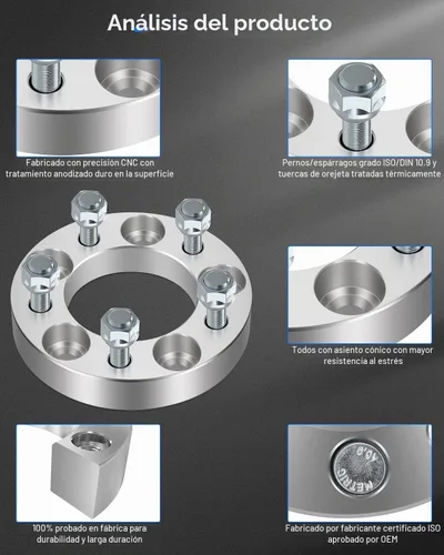 Vista 6 de ECCPP 4 espaciadores de rueda de 1 pulgada con 5 lengüetas de 5 x 4.5 y 5 x 114.3 con pernos de 12 x 1.5 de 3.248 in, aptos para Toyota Avalon