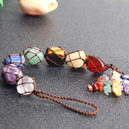 Vista 5 de Adornos colgantes de cristal hechos a mano para ventana de automóvil, 7 chakras, decoración del hogar, adorno de Feng Shui, yoga, meditación