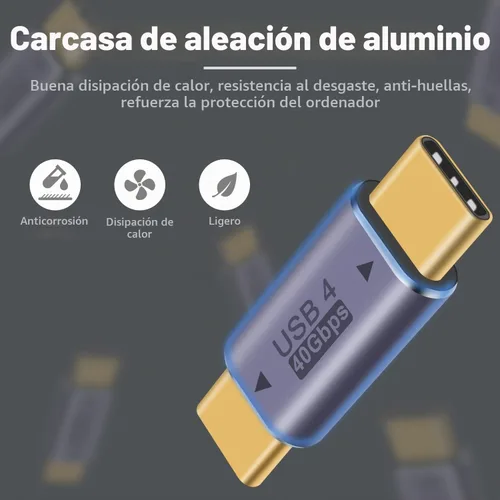 Vista 4 de Duttek Adaptador USB C a USB C de 40 Gpbs, 8 k@60 Hz y carga rápida de 100 W, adaptador tipo C macho a macho compatible con Thunderbolt 3/4 MacBook
