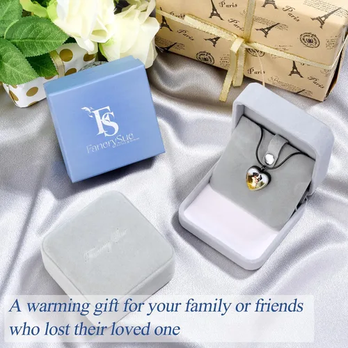 Vista 6 de Fanery Sue Collar para cenizas de mascotas, joyería de cremación, imagen personalizada y cita, regalos conmemorativos por pérdida de perro/gato