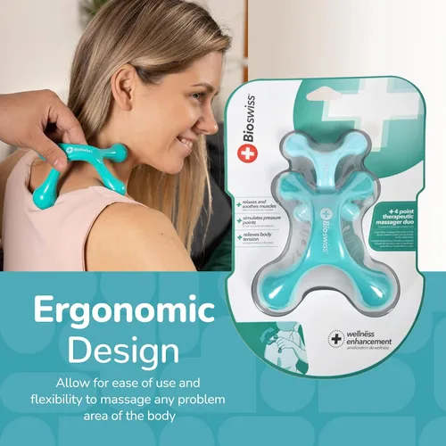Vista 6 de BioSwiss Paquete de 2 masajeadores portátiles de cuerpo completo, herramienta de punto de presión de 4 piernas para espalda, cuello y hombro