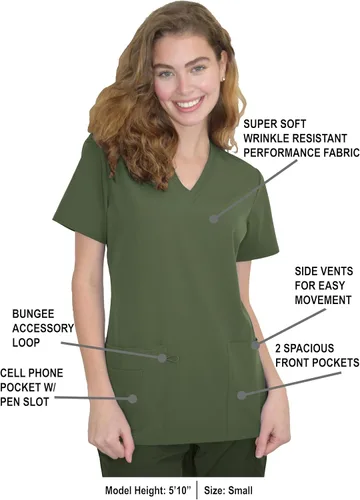 Vista 2 de Green Town Conjunto de uniforme médico para mujer