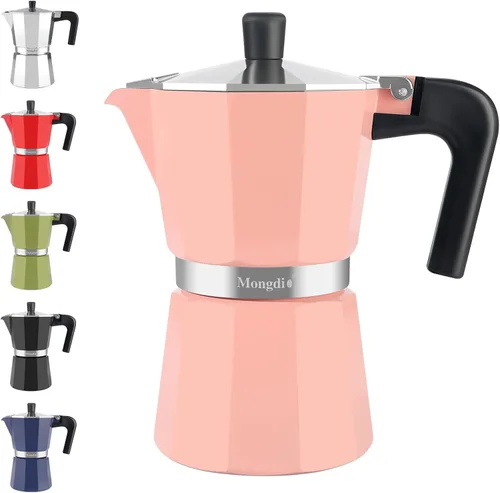 Vista 25 de Mongdio - Cafetera de café espresso para estufa Moka, Cafetera Cubana para estufa, Cafetera Mocha Greca Italiana, para 6 tazas de espresso, 10 onzas