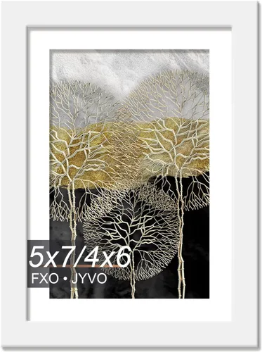 Vista 69 de Fxojyvo Marco de Fotos de 4x6, Muestra Foto de 3.5x5 con Paspartú o 4 x 6 Sin Paspartú, Liviano y de Alta Transparencia Marco de 4 por 6 para Pared