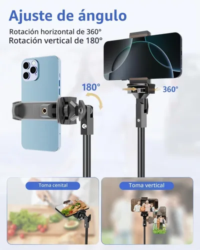 Vista 3 de EMART Soporte de trípode para teléfono celular de 62'', soporte de trípode ajustable de piso para teléfono celular con control remoto para iPhone