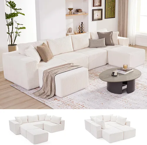 Vista 24 de Sofá seccional modular de 108", sofá seccional Cloud con asiento profundo, sofá modular moderno en forma de L con chaise, sofás tapizados sin Beige