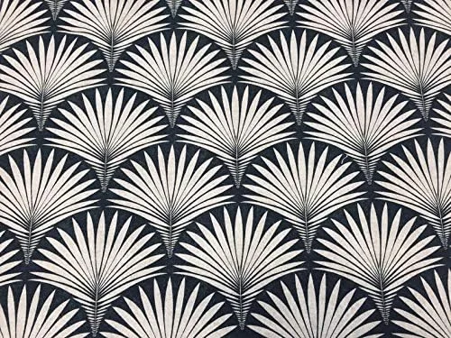 Vista 6 de LushFabric Tela de abanico floral de damasco geométrico Art Deco – Tapicería de cortina para decoración del hogar – 55 pulgadas de ancho – Negro