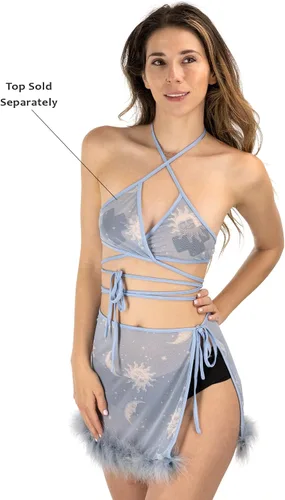 Vista 2 de Minifalda de verano para mujer con estampado atrevido, Verde, púrpura