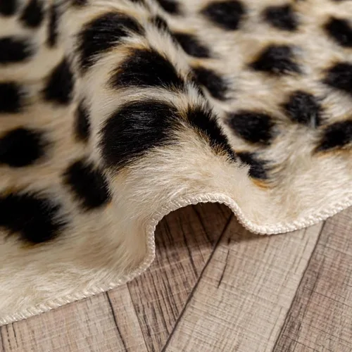 Vista 7 de Asuprui Alfombra de piel de vaca sintética con estampado de leopardo, alfombra de piel de vaca para habitación de niños, 35 pulgadas de ancho x 43