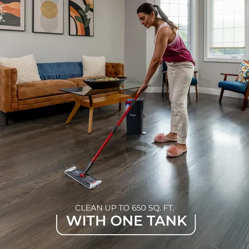 Vista 8 de O-Cedar H2prO Sistema de trapeador plano Herramienta de limpieza rápida Limpia con agua limpia Mopa de microfibra reutilizable y lavable a