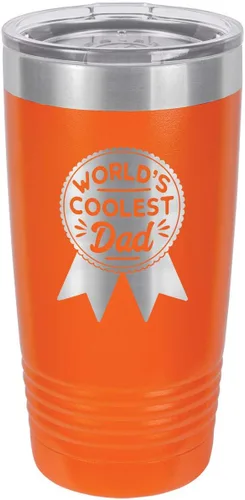 Vista 9 de WORLDS COOLEST DAD RIBBON BLACK Vaso de bebida de 20 oz con pajita Taza de viaje grabada con láser Comparar con Yeti Rambler Idea de regalo