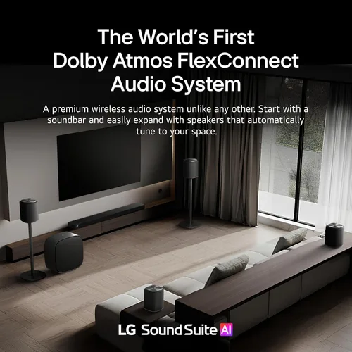 Vista 5 de LG W7 Sound Suite - Subwoofer inalámbrico – graves profundos de 8 pulgadas, Dolby Atmos FlexConnect, televisores compatibles, barra de sonido H7