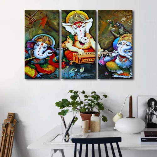 Vista 70 de TUMOVO Arte de pared de Dios hindú para sala de estar, lienzo de Ganesha, arte de pared de escultura de elefante, cuadros modernos, arte