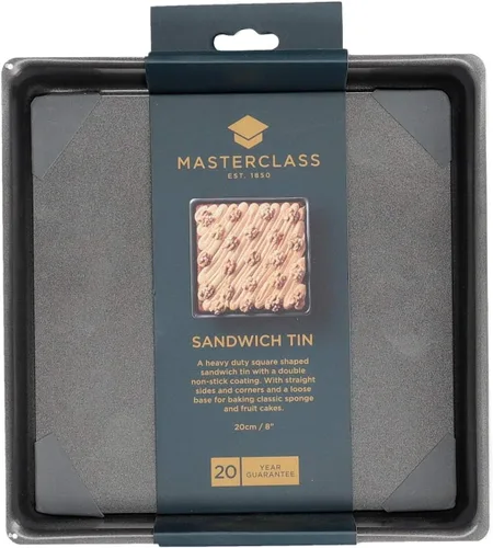 Vista 4 de MasterClass - Bandeja cuadrada para sándwich, lata para tartas con PTFE, PFOA y BPA, antiadherente, resistente acero al carbono de 0.039 in