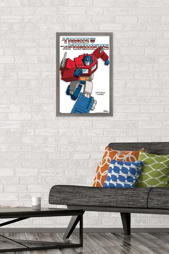 Vista 2 de Hasbro Transformers - Póster de pared Optimus Prime Feature Series, 22.4 pulgadas de largo x 14.7 pulgadas de ancho, versión enmarcada de madera