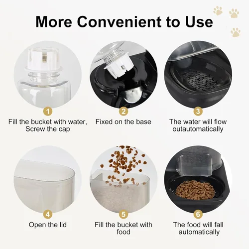 Vista 3 de Conjunto de Comedero y Dispensador de Agua por Gravedad para Mascotas, Comedero Automático para Perros y Dispensador de Agua para Perros, Gatos