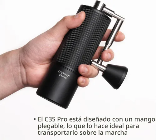 Vista 8 de TIMEMORE C3S Pro - Molinillo de café manual con rebaba cónica de acero inoxidable, cuerpo totalmente metálico, ajuste ajustable