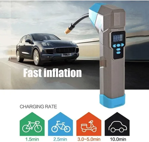 Vista 7 de Compresor de aire portátil inflador de neumáticos, compresor de aire CC 5 V, bomba de neumáticos con luz LED, bomba de aire digital para neumáticos