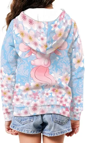 Vista 2 de JEOCODY - Sudadera con capucha y cremallera completa para adolescentes y niñas, de manga larga, talla 6-16